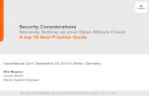 OpenNebulaConf 2013 - Top Ten Security Considerations when Setting up your OpenNebula Cloud by Nils Magnus
