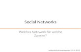 Social Networks: welches Netzwerk f¼r welche Zwecke?