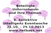 Beteiligte Unternehmen und ihre Themen   6. kollektive Intelligenz Eventwoche 21.10. - 25.10.2013