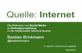 Bastian Brinkmann (Süddeutsche Zeitung): Die Relevanz von Social Media im Krisenjournalismus in der traditionellen Medienindustrie