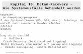 Informationssysteme SS200416-1 Kapitel 16: Daten-Recovery – Wie Systemausfälle behandelt werden Fehlerkategorien: 1.Fehler im Anwendungsprogramm 2.Ausfall.