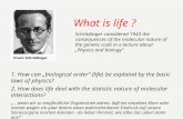 What is life ? 1. How can biological order (life) be explaind by the basic laws of physics? 2. How does life deal with the statistic nature of molecular.