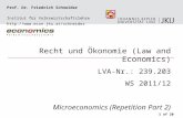 Recht und Ökonomie (Law and Economics) LVA-Nr.: 239.203 WS 2011/12 Microeconomics (Repetition Part 2) 1 of 20 Prof. Dr. Friedrich Schneider Institut für.