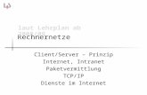 Rechnernetze Client/Server – Prinzip Internet, Intranet Paketvermittlung TCP/IP Dienste im Internet laut Lehrplan ab 2008/09.