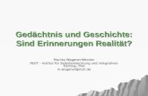 Gedächtnis und Geschichte: Sind Erinnerungen Realität? Monika Wagener-Wender INSiT – Institut für Selbstentwicklung und integratives Training, Trier m.wagener@insit.de.