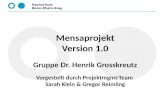 Hochschule Bonn-Rhein-Sieg Mensaprojekt Version 1.0 Vorgestellt durch Projektmgmt-Team Sarah Klein & Gregor Reimling Gruppe Dr. Henrik Grosskreutz.