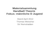 Materialsammlung Handball Theorie Fokus: männliche D Jugend Stand April 2012 Thomas Weisshar SV Remshalden.