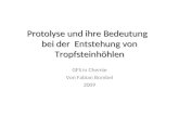 Protolyse und ihre Bedeutung bei der Entstehung von Tropfsteinhöhlen GFS in Chemie Von Fabian Bombel 2009.