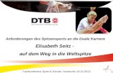 Fachkonferenz Sport & Schule / Karlsruhe 18.10.2013 Anforderungen des Spitzensports an die Duale Karriere Elisabeth Seitz - auf dem Weg in die Weltspitze.