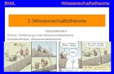 WissenschaftstheorieBWL 1-Wissenschaftstheorie Spezialliteratur : Schurz: Einführung in die Wissenschaftstheorie Schülein/Reitze: Wissenschaftstheorie.