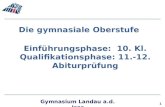 Gymnasium Landau a.d. Isar 1 Die gymnasiale Oberstufe Einführungsphase: 10. Kl. Qualifikationsphase: 11.-12. Abiturprüfung.