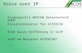 Voice over IP Firmenprofil ANICON Datentechnik GmbH Eine kurze Einführung in VoIP VoIP am Beispiel ASTERISK* Einsatzszenarien für ASTERISK