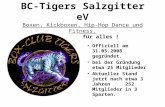 BC-Tigers Salzgitter eV Boxen, Kickboxen, Hip-Hop Dance und Fitness. Ein Beitrag für alles ! Offiziell am 31.05.2008 gegründet. bei der Gründung etwa 25.