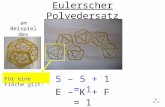 RF 11/12 Eulerscher Polyedersatz E – K + F = 1 5 – 5 + 1 = 1 am Beispiel des Dodekaeders Für eine Fläche gilt: