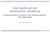 Das Spektrum der kosmischen Strahlung Scheinseminar zur Astro- und Teilchenphysik WS 2003/2004 Andreas Röthlein 26.01.2004.