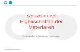 Prof. Dr.-Ing. Dorothee Schroeder-Obst Struktur und Eigenschaften der Materialien Vorlesung Teil 1: Metalle und Legierungen.