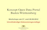 INNENMINISTERIUM Konzept Open Data Portal Baden-Württemberg Workshops am 27. und 28.08.2012 Unvollständige Diskussionsgrundlage.