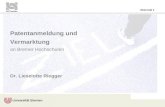 Dezernat 1 Patentanmeldung und Vermarktung an Bremer Hochschulen Dr. Lieselotte Riegger.