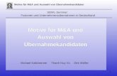 1 Motive für M&A und Auswahl von Übernahmekandidaten SBWL-Seminar: Fusionen und Unternehmensübernahmen in Deutschland Michael Kalkbrenner Thanh Huy Vo.