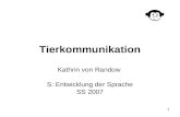1 Tierkommunikation Kathrin von Randow S: Entwicklung der Sprache SS 2007.