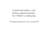 Implementation von Nutzungsszenarien für TMCF in Mexiko Projektkolloquium am 13.06.05.