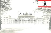 A. Döblin Berlin, Alexanderplatz. Berlin Einleitung Geschichte u. Politik Impressionen Bilder der Kneipen, Häuser etc. Gedichte JVA Tegel.
