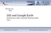 Erfolg mit GIS GIS und Google Earth Konkurrenz oder sinnvolle Partnerschaft Teil I Monika Mösbauer, AED-SICAD GIS Forum 2007, PfalzAkademie, 30.10.07.