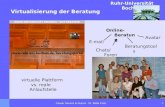 Ruhr-Universität Bochum Virtualisierung der Beratung 1Career Service & Alumni - Dr. Britta Freis Chats/Foren Online- Beratung virtuelle Plattform vs. reale.