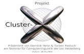 Cluster- Projekt Präsentiert von Dominik Henn & Torben Pastuch am Seminar für Computerlinguistik der Uni Heidelberg Datum: 28.01.2002.