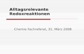 Alltagsrelevante Redoxreaktionen Chemie Fachreferat, 31. März 2008.