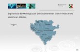 Ergebnisse der Umfrage zum Schulschwimmen in den Kreisen und kreisfreien Städten Hagen.