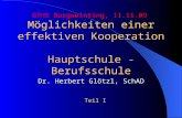 Möglichkeiten einer effektiven Kooperation Hauptschule - Berufsschule GTHS Burgweinting, 11.11.09 Dr. Herbert Glötzl, SchAD Teil I.