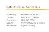 USB: Universal Serial Bus Vorlesung:Rechnerstrukturen Dozent:Herr Prof. T. Risse Semester:I7I1, SS 2000 Datum:06.07.2000, HS Bremen Bearbeiter:Ingo Schöning.