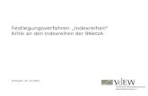 Festlegungsverfahren Indexreihen Kritik an den Indexreihen der BNetzA Stuttgart, 31. Juli 2007.