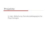 Projekte in der Abteilung Sonderpädagogische Psychologie.