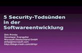 5 Security-Todsünden in der Softwareentwicklung Dirk Primbs Developer Evangelist Microsoft Deutschland GmbH dirkp@microsoft.com .