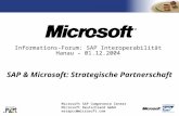 TM Microsoft SAP Competence Center Microsoft Deutschland GmbH mssapcc@  Informations-Forum: SAP Interoperabilität Hanau – 01.12.2004 SAP &