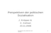 Perspektiven der politischen Sozialisation 1 J. Knöpper & C. Cohnen 23.11.2006.