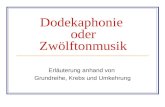 Dodekaphonie oder Zwölftonmusik Erläuterung anhand von Grundreihe, Krebs und Umkehrung.