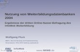 InfoWeb Weiterbildung 0 19.1.2004  Nutzung von Weiterbildungsdatenbanken 2004 Wolfgang Plum BBPro - Büro für Beratung und Projektentwicklung.