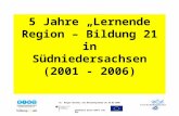 Gefördert durch bmb+f und ESF 5 Jahre Lernende Region – Bildung 21 in Südniedersachsen (2001 - 2006) Dr. Holger Martens zum Netzwerkplenum am 10.02.2006.