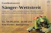 Familienkonzert Sänger-Wettstreit So. 09.05.2010, 16:00 Uhr Alte Kelter, Besigheim Szenen aus J. S. Bachs weltlicher Kantate Phoebus und Pan und Albert.
