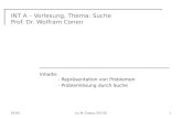V0.95(c) W. Conen, FH GE1 INT A – Vorlesung, Thema: Suche Prof. Dr. Wolfram Conen Inhalte: - Repräsentation von Problemen - Problemlösung durch Suche.