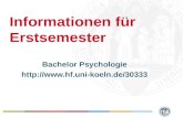 Informationen für Erstsemester Bachelor Psychologie .