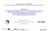 Jahrestagung BALANCE Flexibel, stabil und innovativ – Arbeit im 21. Jahrhundert Forum I Innovationsfähigkeit durch Ressourcenentwicklung: Welche Konzepte.