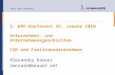 2. EMF-Konferenz 25. Januar 2010 Unternehmer- und Unternehmensgeschichten CSR und Familienunternehmen Alexandra Knauer aknauer@knauer.net.