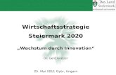 Wirtschaftsstrategie Steiermark 2020 Wachstum durch Innovation Dr. Gerd Gratzer 25. Mai 2011 Györ, Ungarn.