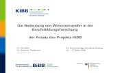 Die Bedeutung von Wissenstransfer in der Berufsbildungsforschung - der Ansatz des Projekts KIBB Dr. Uta Weis Dr. Susanne Thalemann kibb@bibb.de kibb@bibb.de.