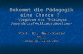 Bekommt die Pädagogik eine Chance ? -Vorgaben des Thüringer Jugendstrafvollzugsgesetzes- Prof. Dr. Hans-Dieter Will Meiningen 29.04.2008