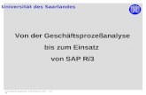 Universität des Saarlandes Universität des Saarlandes, CHE-Workshop 18.02.99 1/27 Von der Geschäftsprozeßanalyse bis zum Einsatz von SAP R/3.